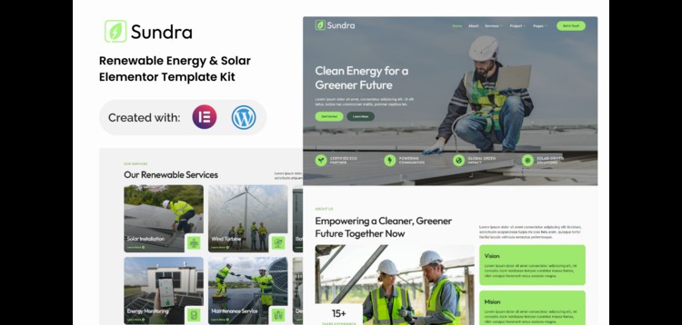 Item cover for download Sundra - Renewable & Energy Solar Elementor Template Kit