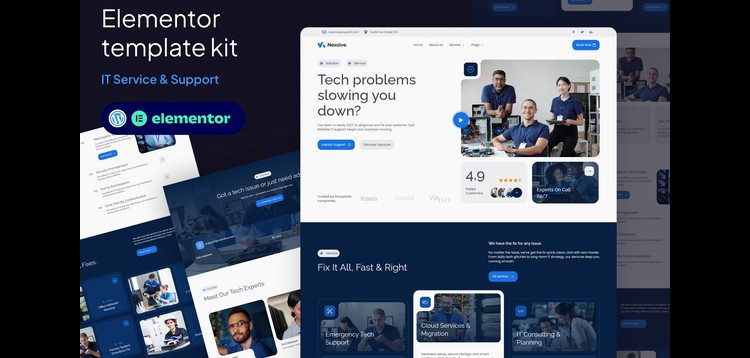 Item cover for download Nexolve - IT Service & Support Elementor Template Kit