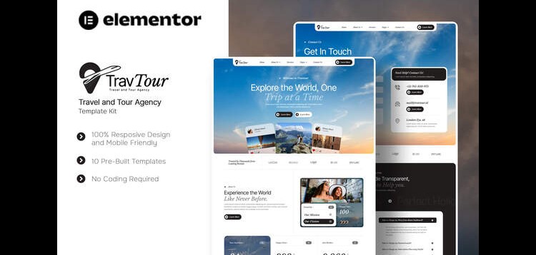 Item cover for download Travtour - Travel and Tour Agency Elementor Template Kit